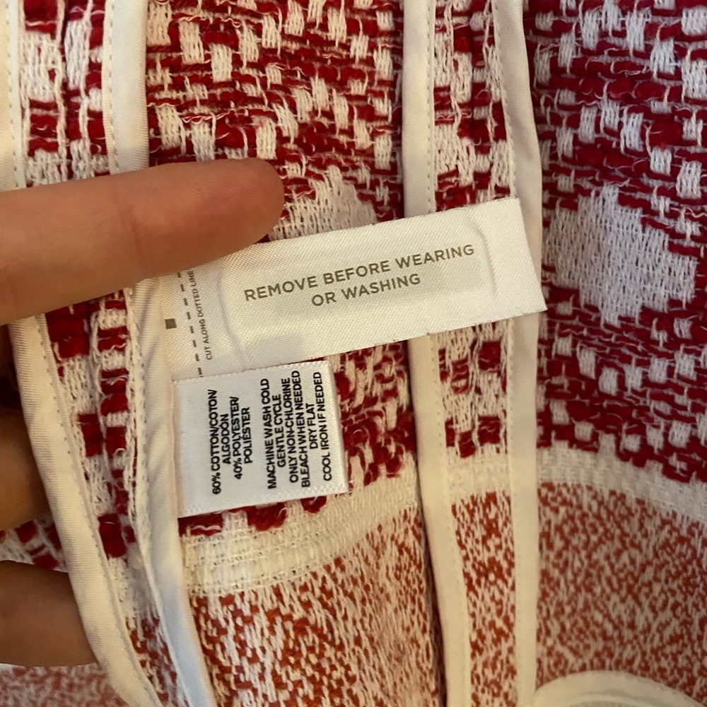 Women’s Red Patterned Open-Front Jacket - Picture 5 of 8
